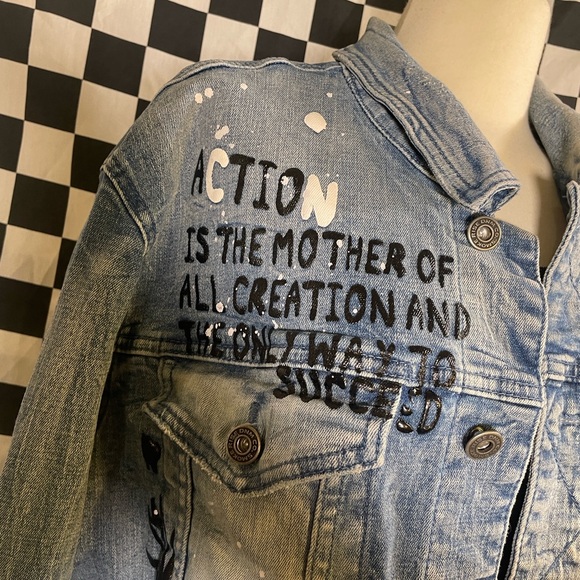 SMOKE RISE DMN CO artsy denim jacket - Picture 2 of 9